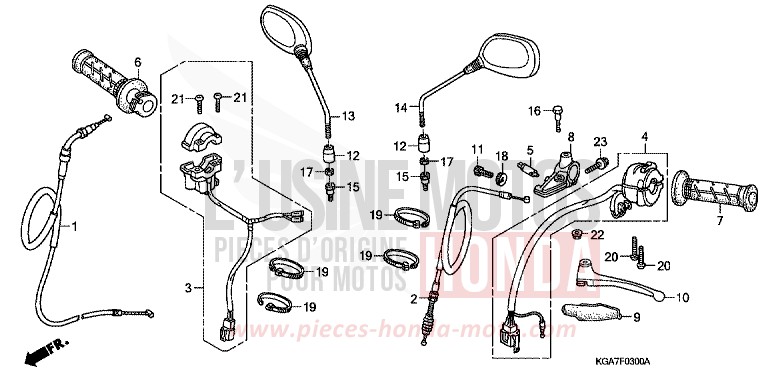 HEBELGRIFF/SCHALTER/KABEL von CG125 TITAN ES FORCE SILVER METALLIC (NH411) von 2004